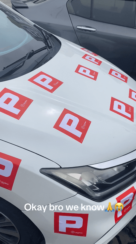 P sticker all over honday city