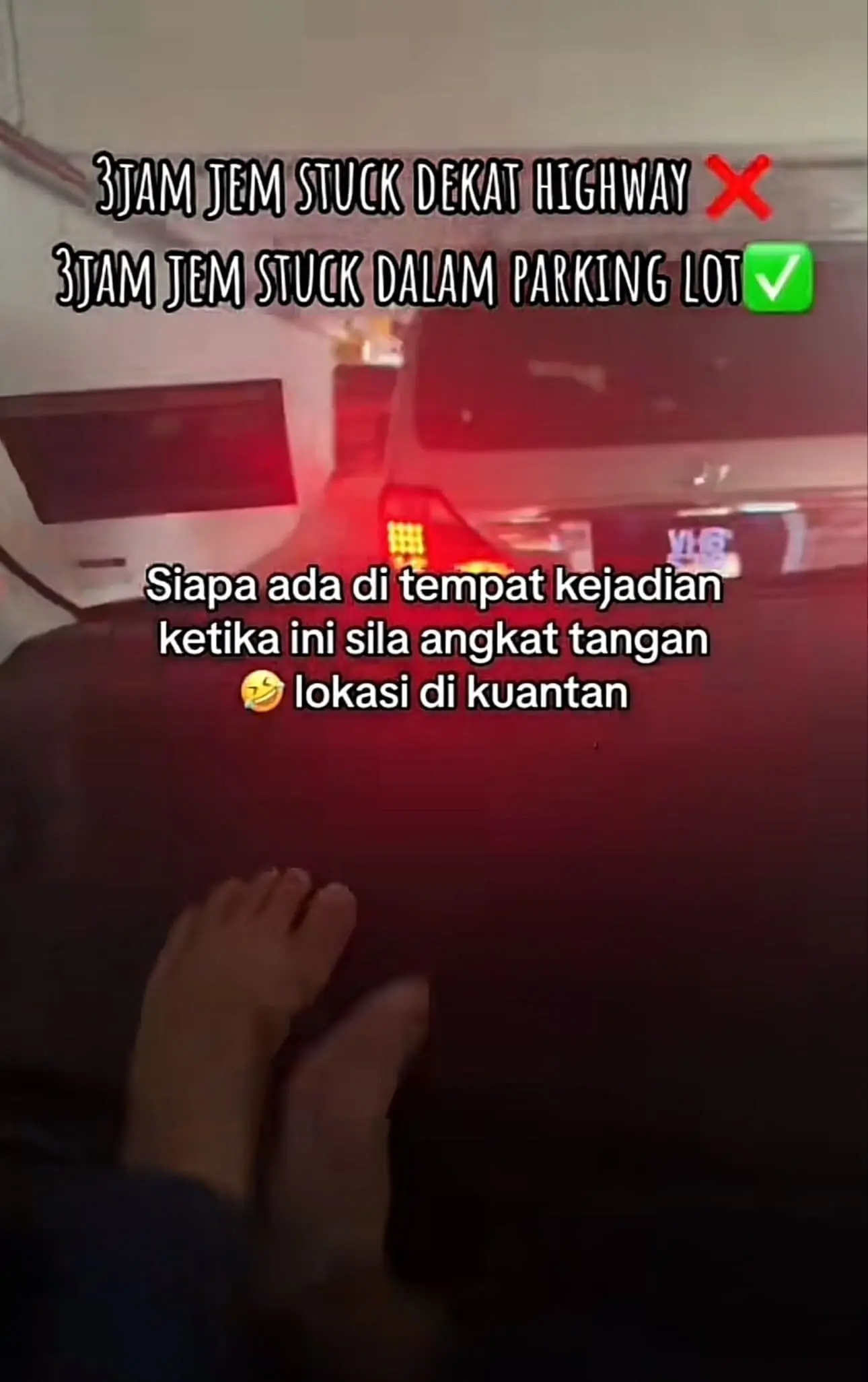 People in car waiting durring traffic in parking lot