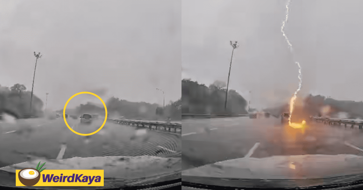 Shocking Clip Shows Perodua Alza Getting Struck By Lightning Along Highway