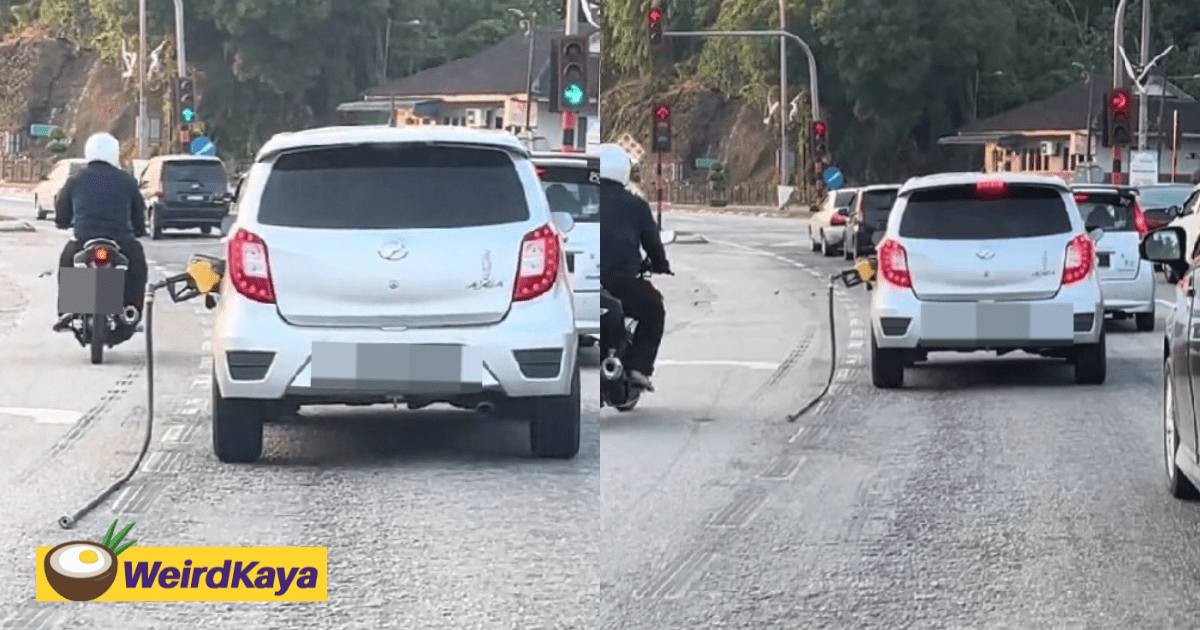 Perodua Axia Seen Cruising With Pump Nozzle Still Inside Fuel Filler At Kelantan