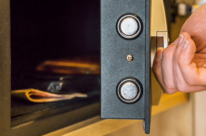 Person opening a safe
