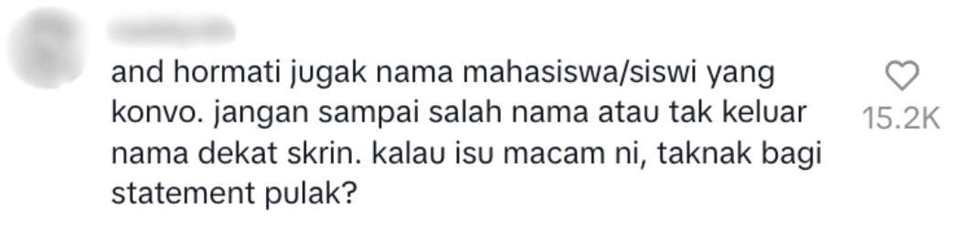 Please respect graduates names