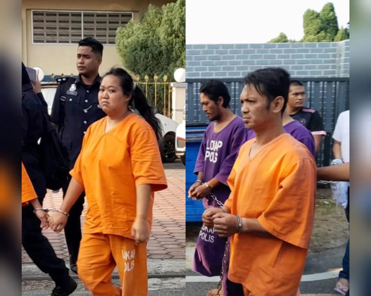 police bringing suspects to court