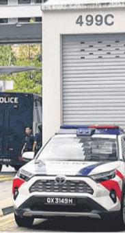 Police car at Tampines flat in Singapore