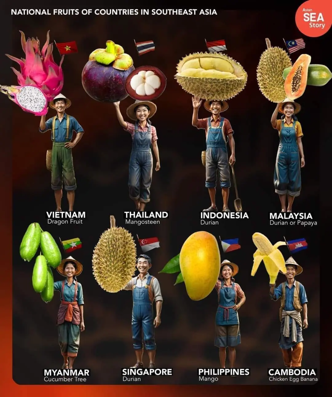 Poster of national fruits in SEA