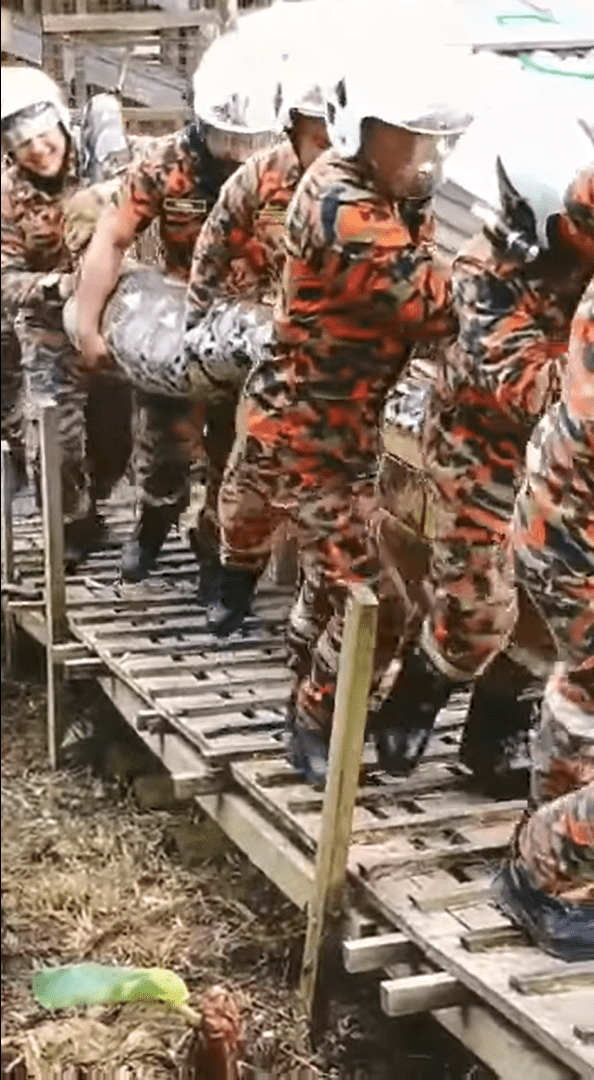 Johor firefighters carry 80kg python