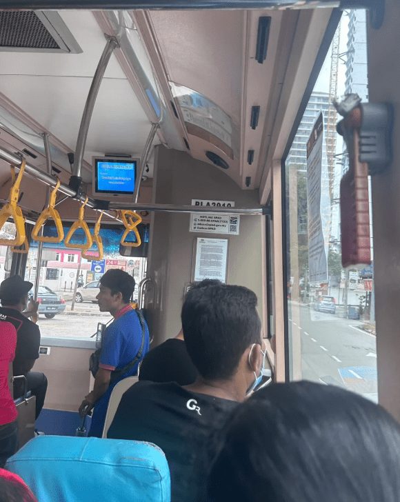 Passengers inside a Rapid bus in Penang