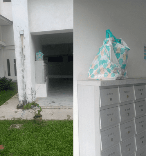 Rider leaves item on top of mailbox