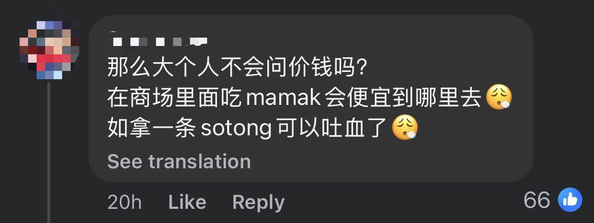 M'sian Man Shocked By RM10.50 Meal Of White Rice & Fried Chicken Drumstick He Had At KL Mall comment 2