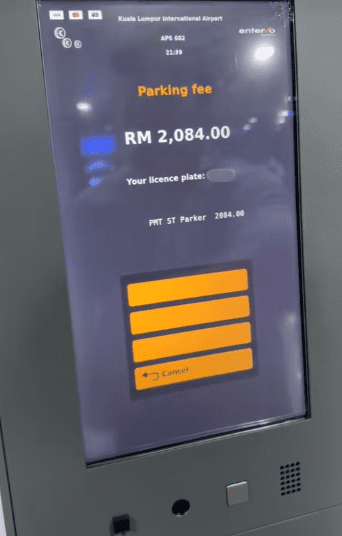 RM2084 parking fee displayed