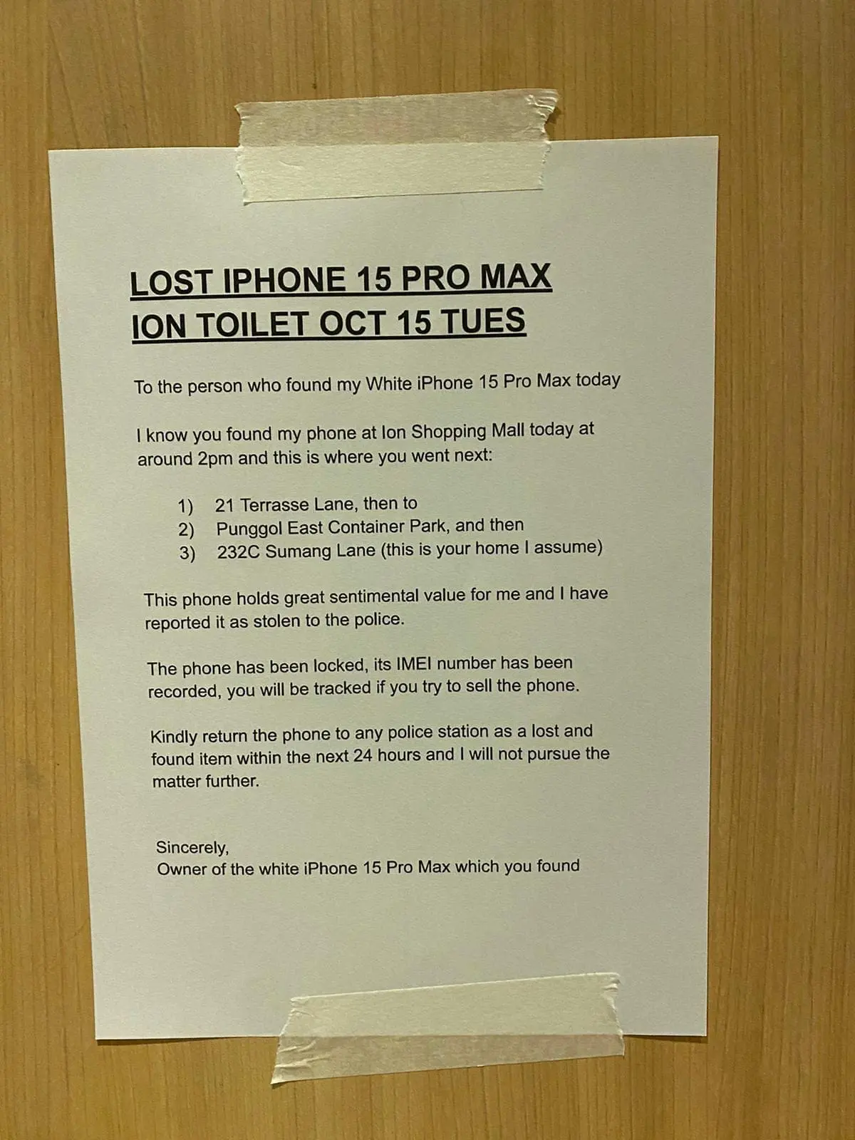 RM32k reward for missing iPhone 15 Pro Max