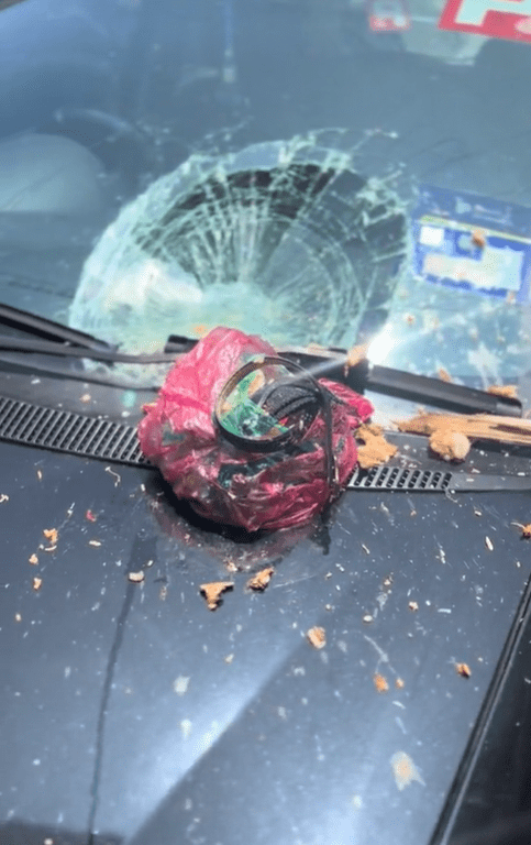 Rubbish splattered across car in Penang