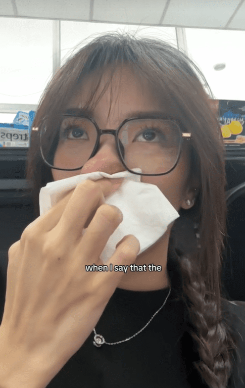 Sabrina cries at immigration office