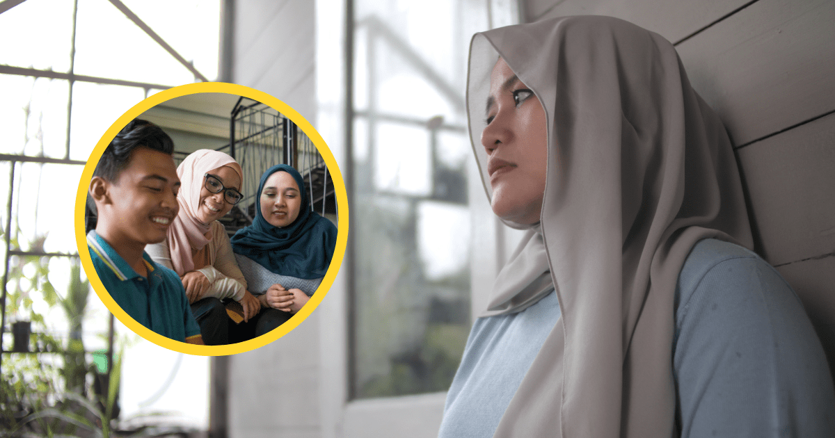 sad women looking at sibilings