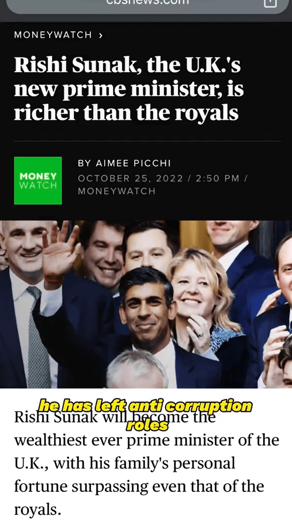 a screenshot about Rishi Sunak