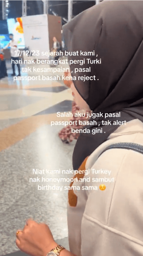 M'sian man explaining how his honeymoon vacation to Turkey had been shattered due to his wet passport.