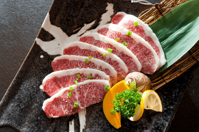 Slices of Wagyu beef