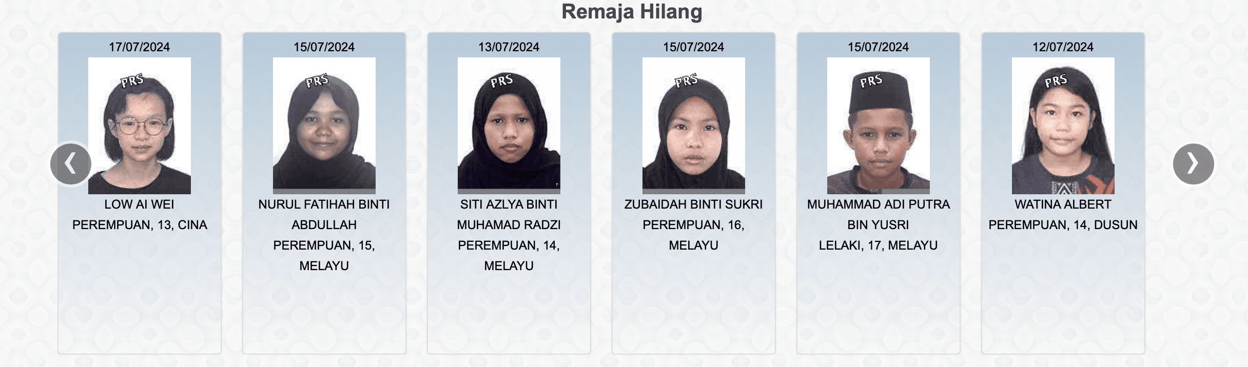 missing children and teen in Malaysia in July 2024