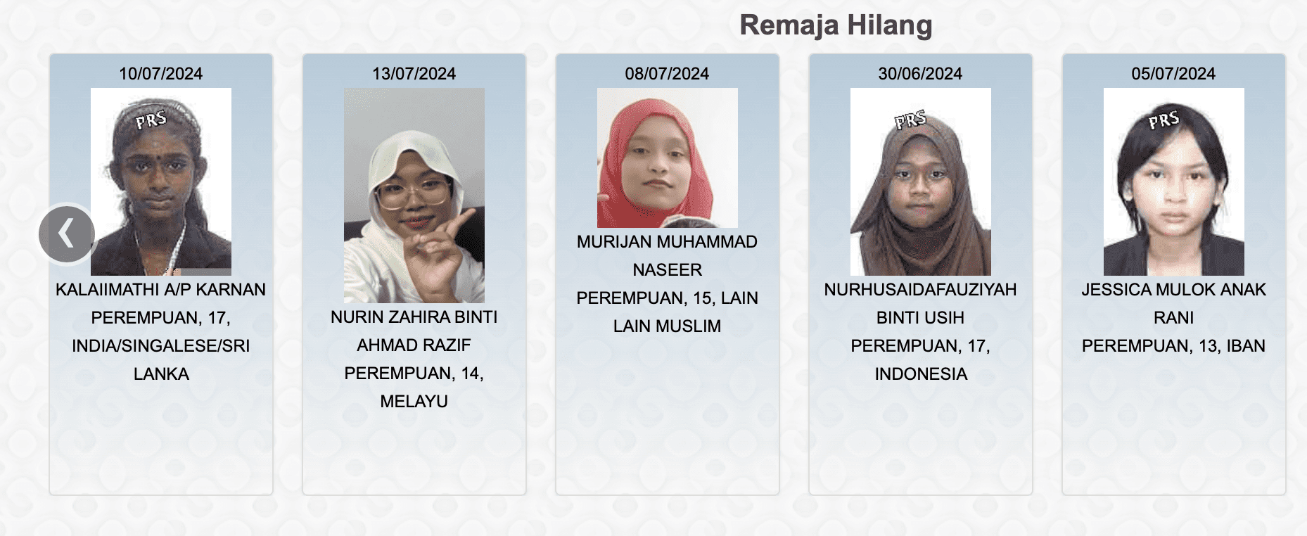 missing children and teen in Malaysia in July 2024