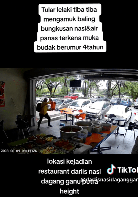 M'sian Man Goes Amok And Throws Hot Water At Nasi Dagang Shop In Subang Jaya Which Hits 4yo Kid