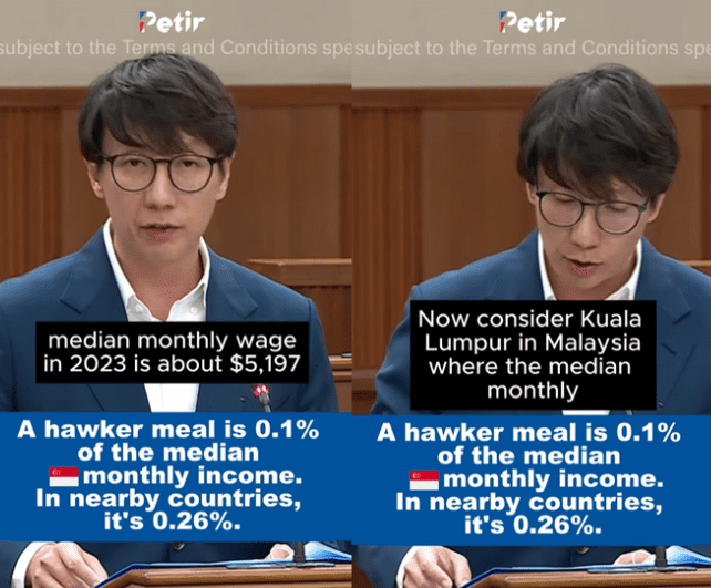 SG MP Edward Chia says hawker food is cheaper in SG