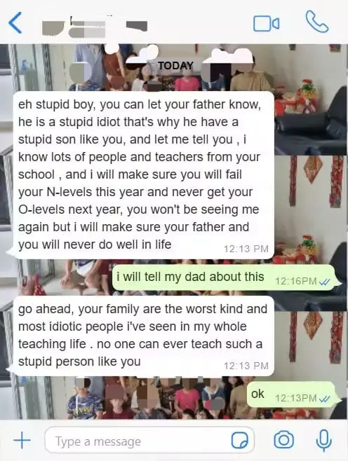 SG tutor insults student's family