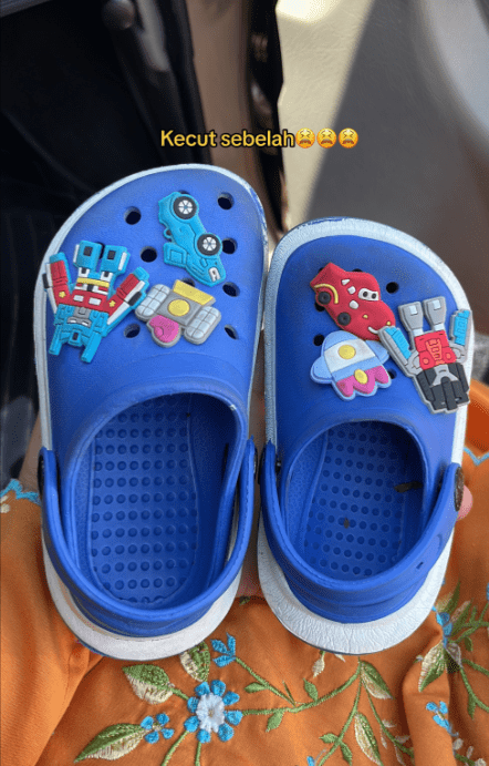 Shoe shrinks in size after being left under the sun