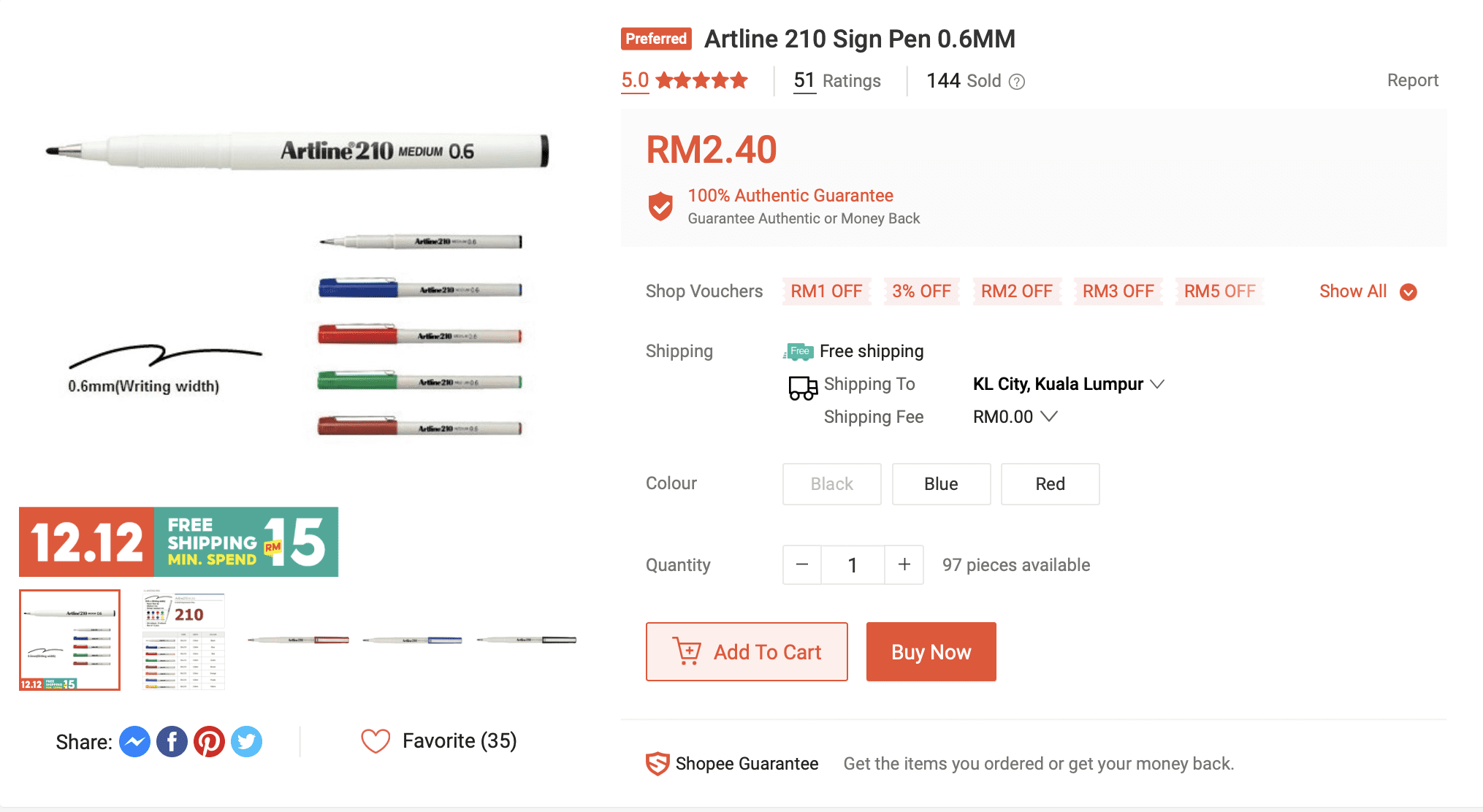 Shopee Pen Artline sold out