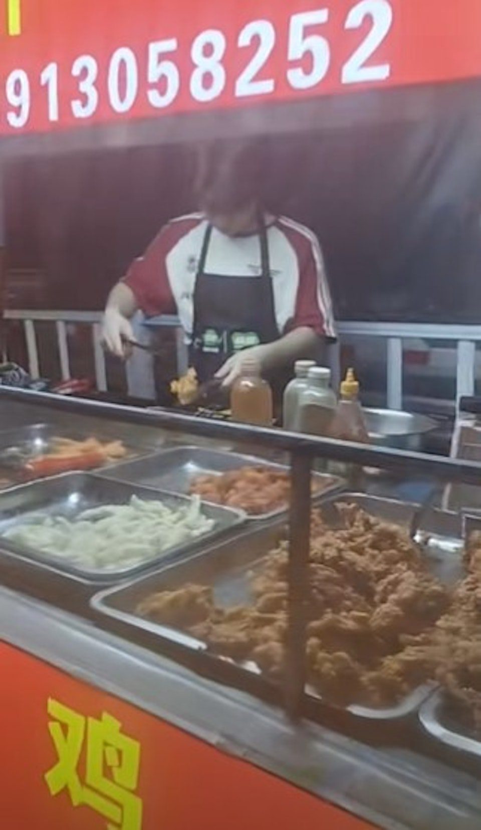 Son working as street vendor