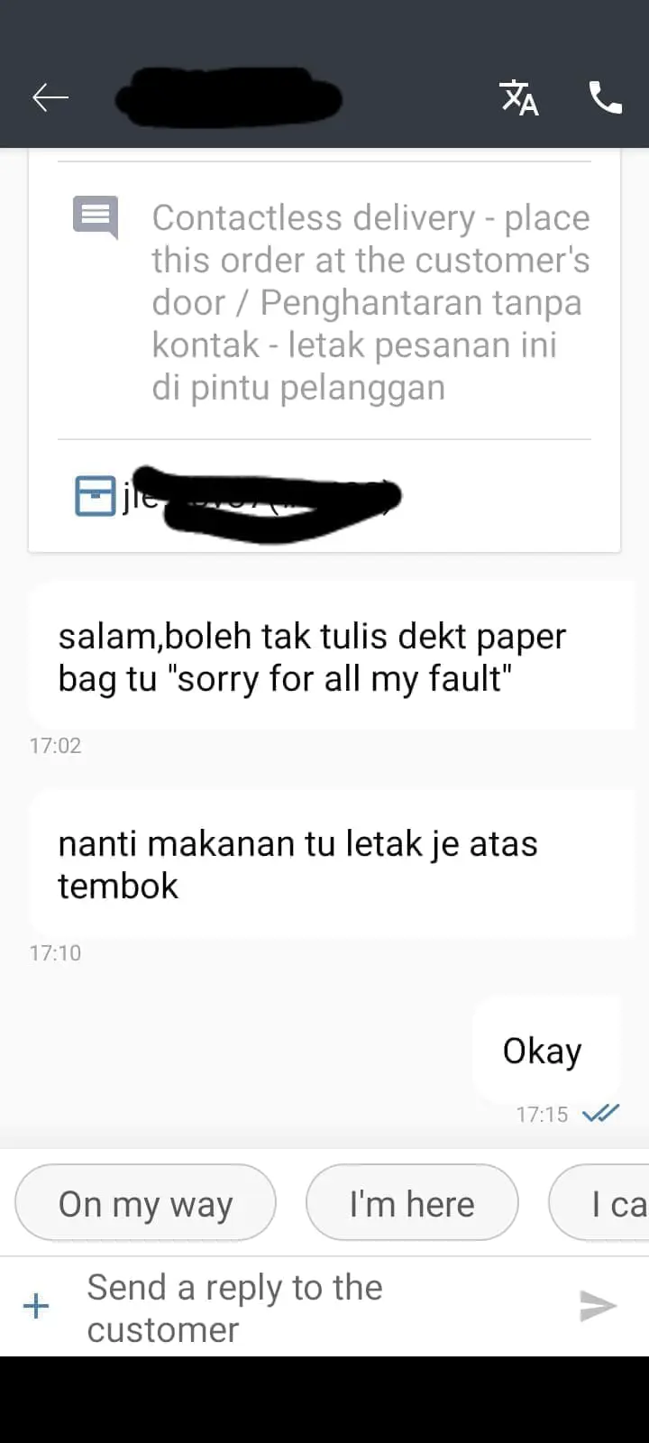 'Sorry For All My Fault' - M'sian Delivery Rider Shares Funny Message A Customer Told Him To Write On His Order 2