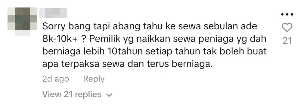 sorry Taman Suria Ramadan bazaar rent is rising