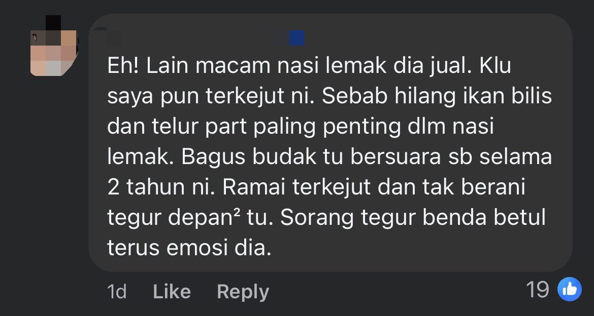 Customer Cusses Penang Nasi Lemak Vendor Out For Selling Egg And Ikan Bilis Separately comment 3