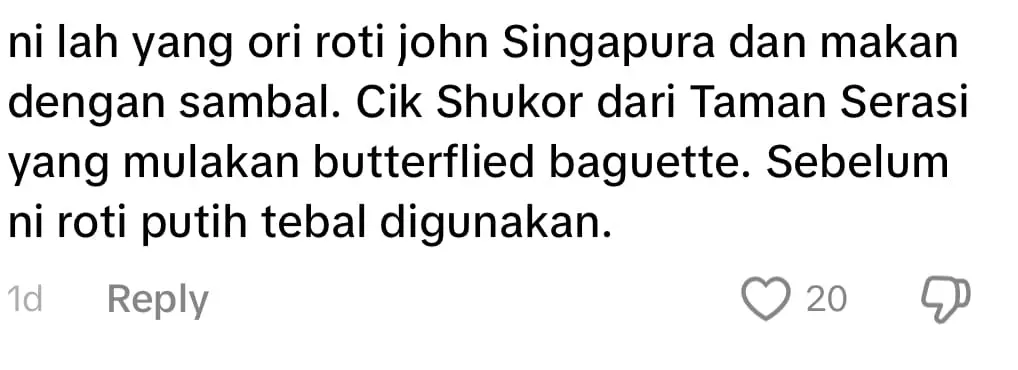 S’poreans Claim The Original Roti John Comes From Them, Not M'sia comment