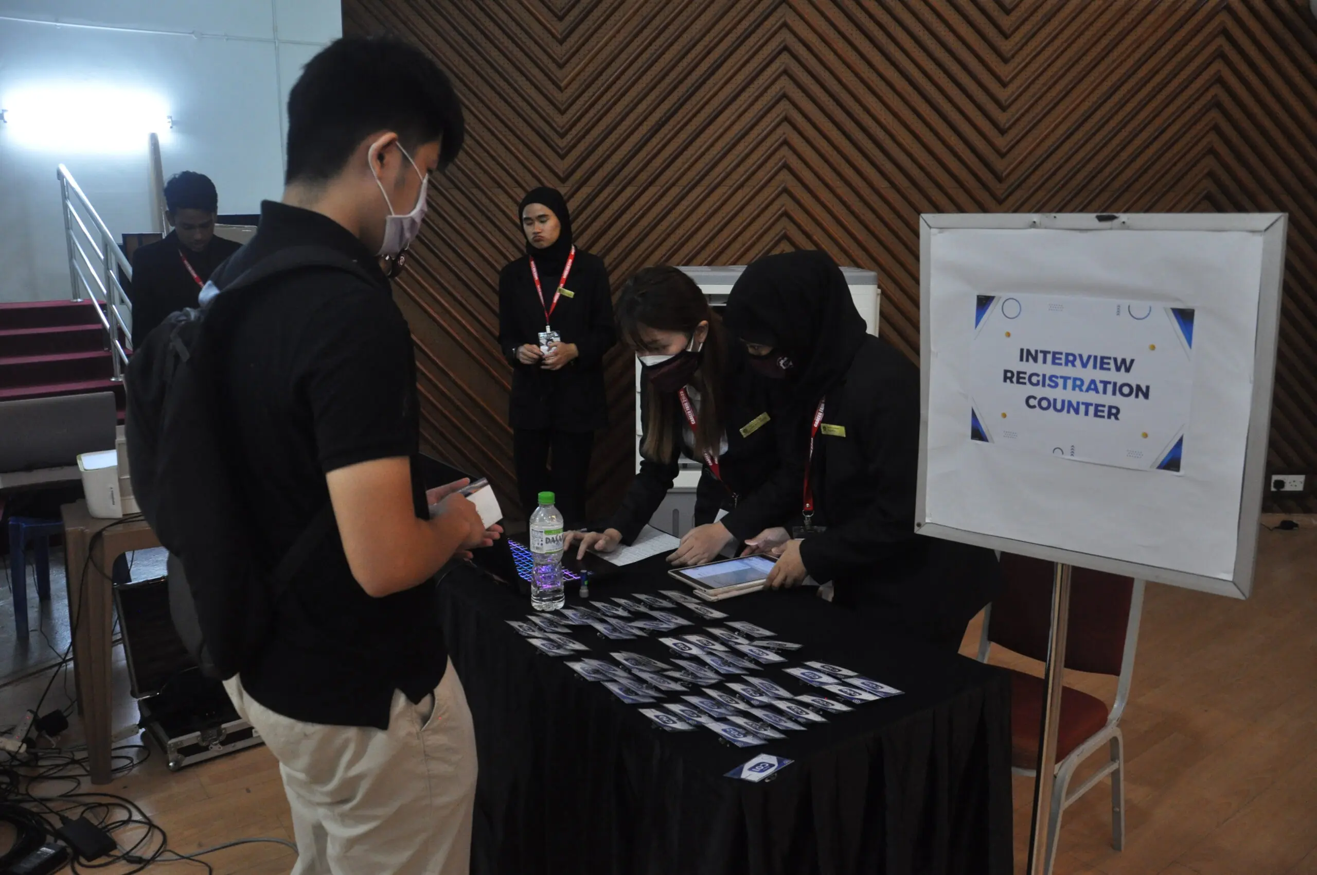 student registering for interview session