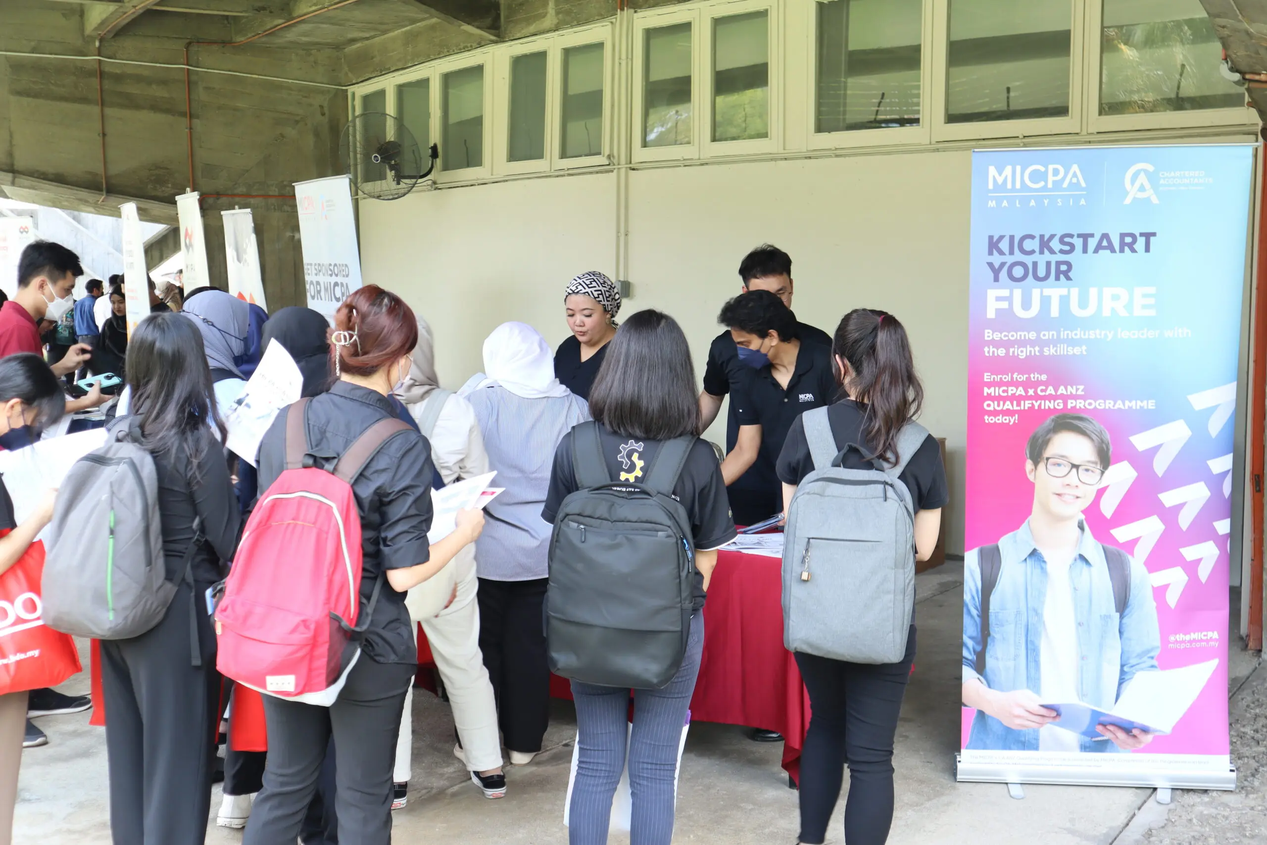 student waiting in the queue for registration
