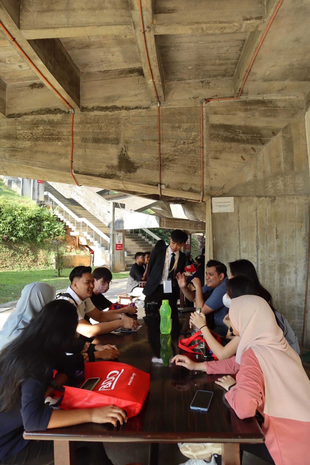 students discussing at their campus