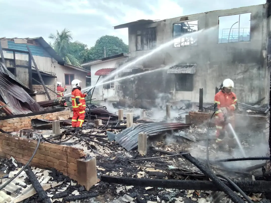 the aftermath of house fire in Kelantan
