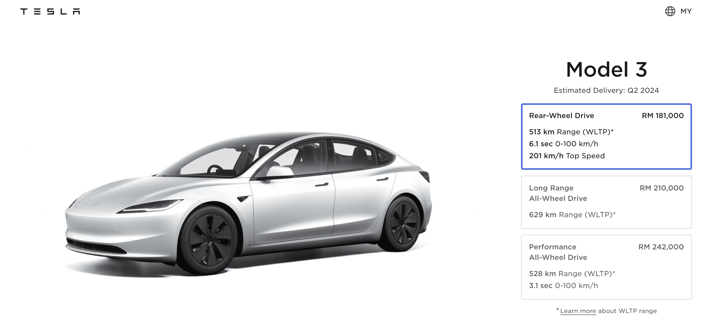 Tesla Model 3 new price
