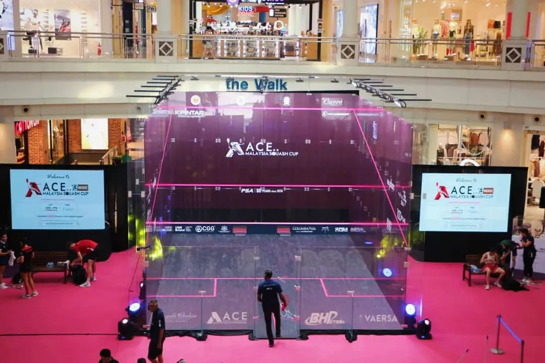 The ACE Malaysia Squash Cup 2024 tournament opened on a cutting-edge glass court at The Curve Shopping Mall