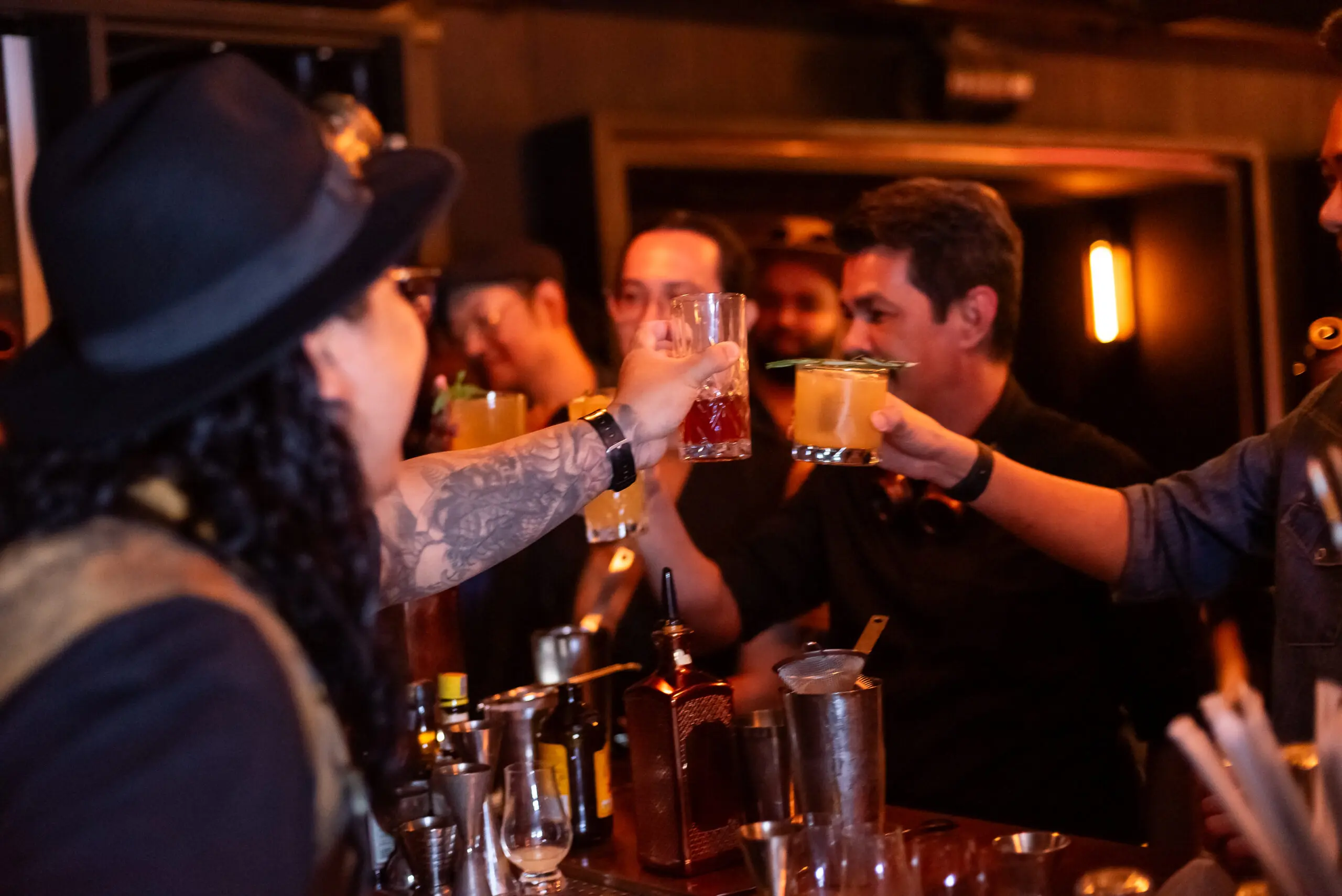 The Deacon launch at Skullduggery drinking cocktail