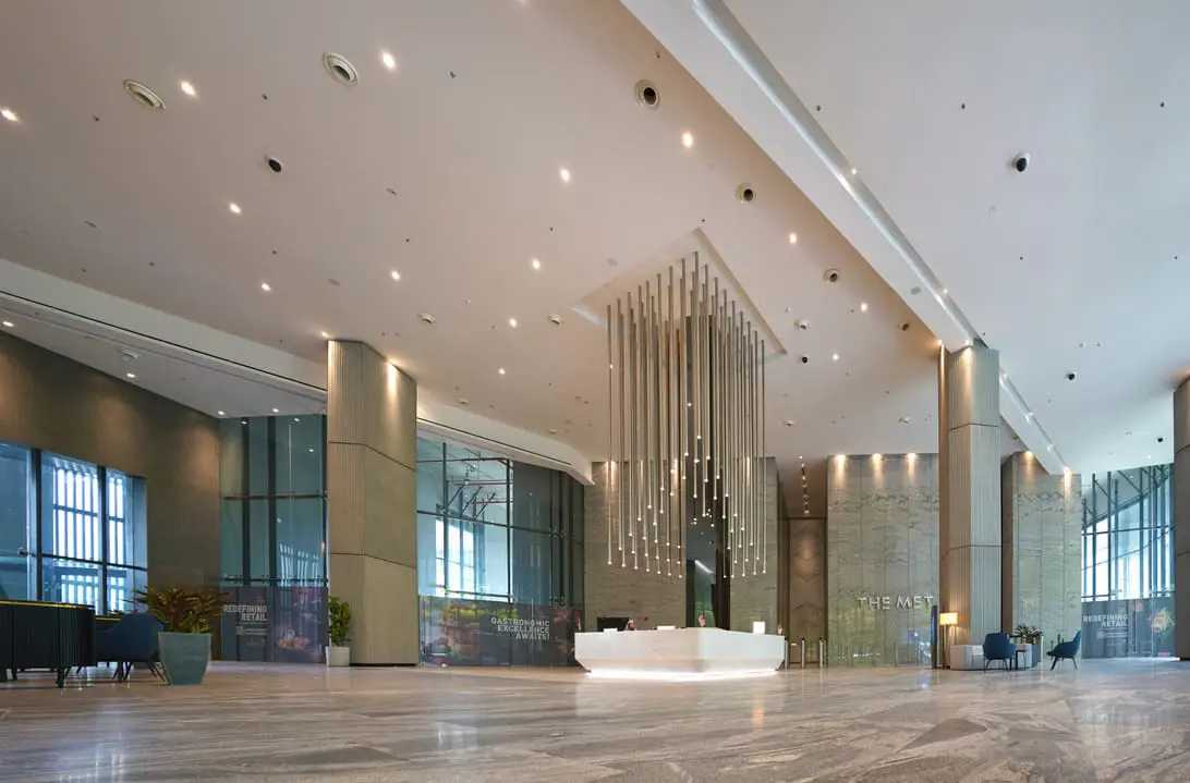The grand lobby of The MET Corporate Towers