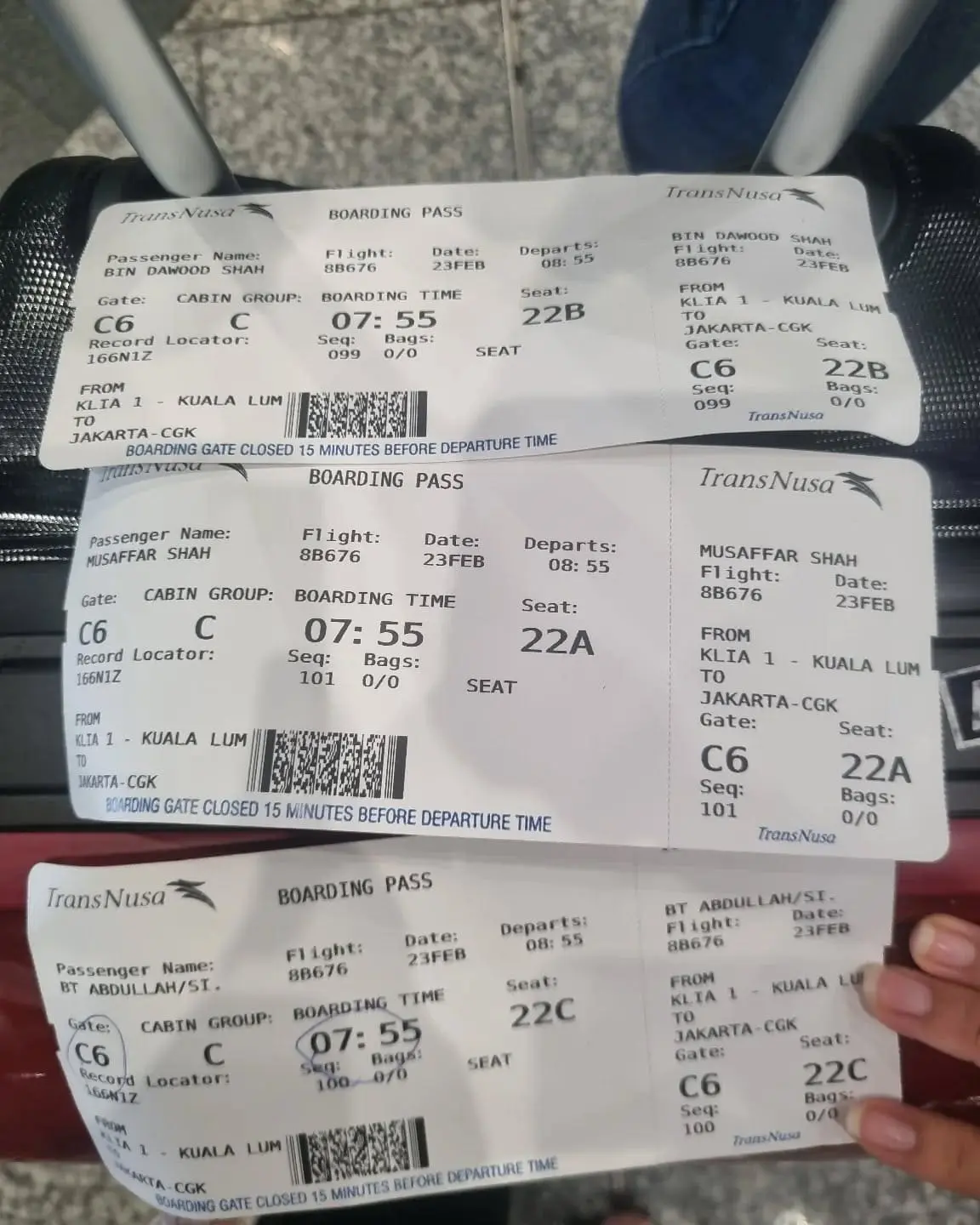 three flight tickets