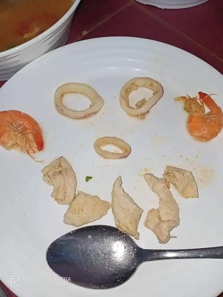 Tiny ingredients inside tomyam soup