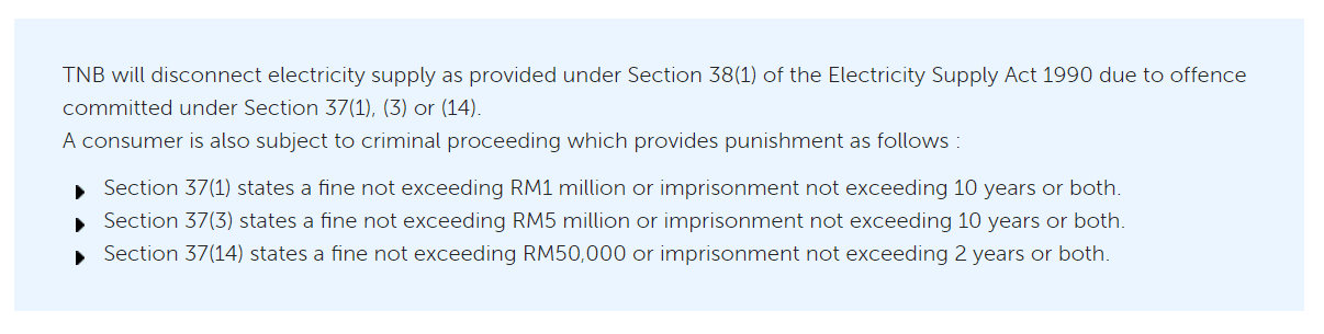 TNB's penalties for electricity theft