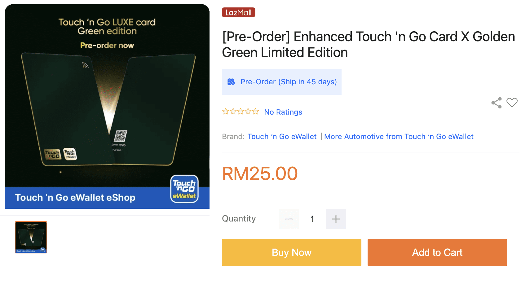 TnG LUXE Card selling for RM25