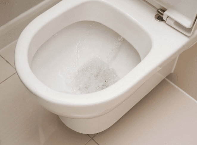 Toilet being flushed