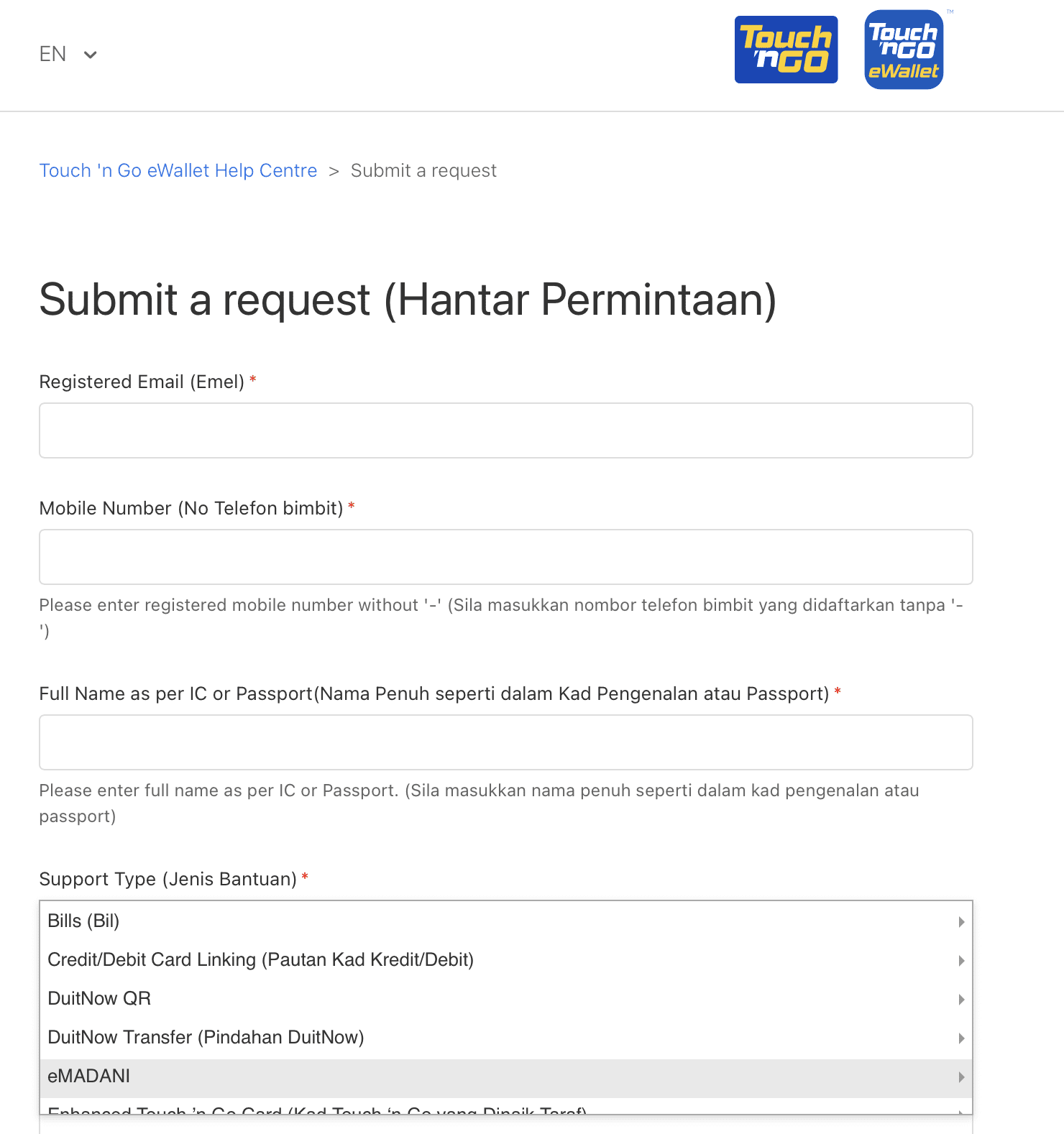 Touch N Go appeal eMADANI