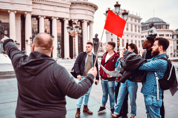Tour guide with a group of tourists