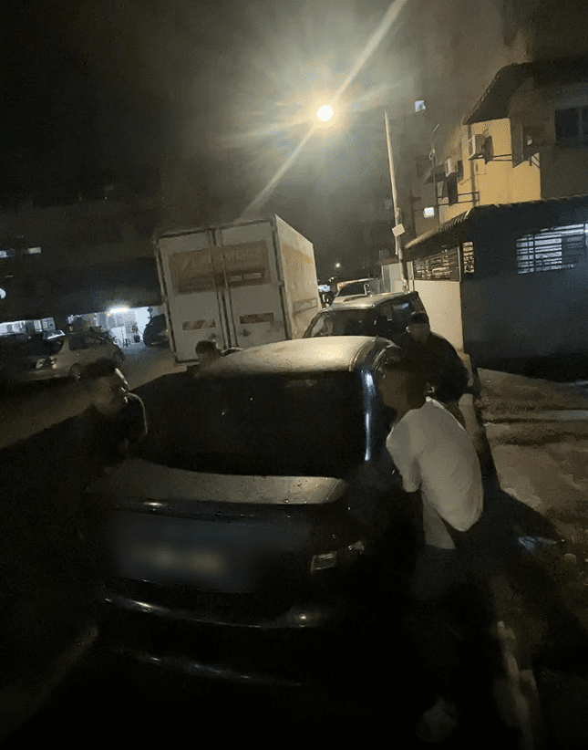 Uncle trying to carry the car away