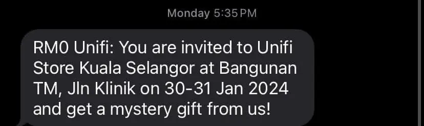 Unifi sends SMS about a 'mystery gift'